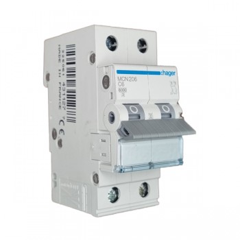 Siguranta automata 2P, 6A, 6kA, curba C, Hager MCN206