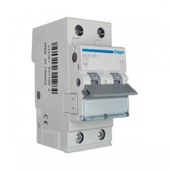 Siguranta automata 2P, 10A, 6kA, curba C, Hager MCN210