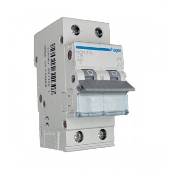 Siguranta automata 2P, 16A, 6kA, curba C, Hager MCN216
