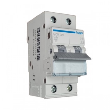 Siguranta automata 2P, 20A, 6kA, curba C, Hager MCN220