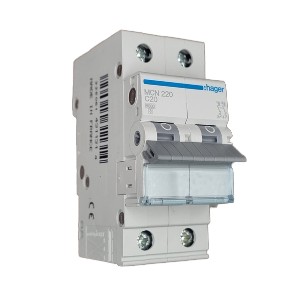 Siguranta automata 2P, 20A, 6kA, curba C, Hager MCN220