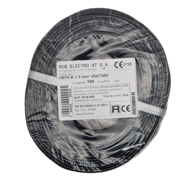 Conductor MYF 1.5 ( H07V-K ) negru