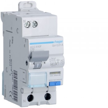 Siguranta automata diferentiala RCBO 1P+N C-10A/10mA tip AC ACC810F Hager