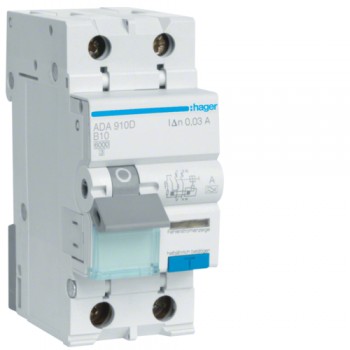 Siguranta automata diferentiala RCBO 1P+N B-10A/30mA tip A ADA910D Hager