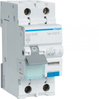 Siguranta automata diferentiala RCBO 1P+N C-25A/30mA tip A ADA975D Hager
