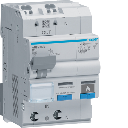 Dispozitiv combinat AFDD+RCBO 1P+N 16A 6KA curba B ARF916D