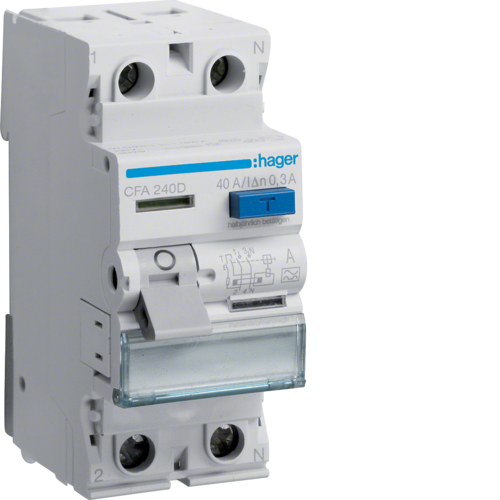 Intrerupator diferential RCCB 1P+N 40A/300mA 6kA tip A CFA240D Hager