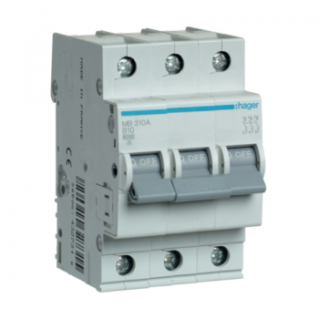 Siguranta automata 3P, 10A, 6kA, curba B, Hager MB310A