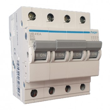 Siguranta automata 4P, 10A, 6kA, curba B, Hager MB410A