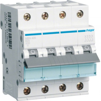 Siguranta automata 4P, 20A, 6kA, curba B, Hager MBN420