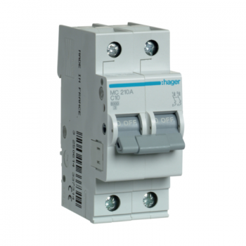 Siguranta automata 2P, 10A, 6kA, curba C, Hager MC210