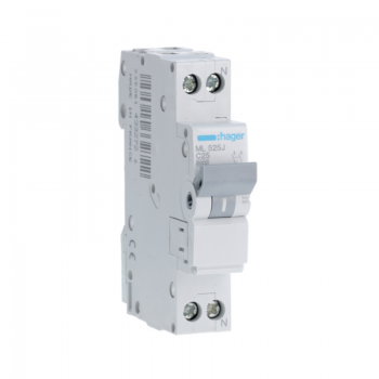 Siguranta automata 1P+N, 25A, 6kA, curba C, Hager ML525J