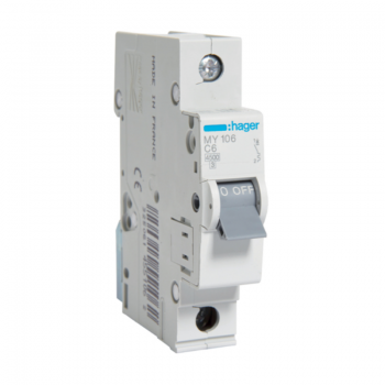 Siguranta automata 1P, 6A, 4.5kA, curba C, Hager MY106