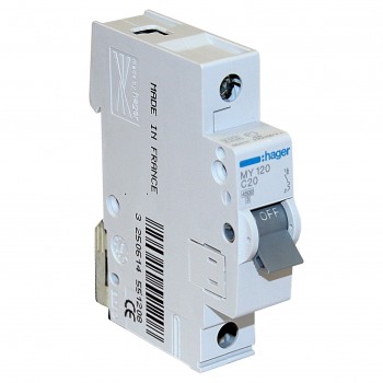 Siguranta automata 1P, 20A, 4.5kA, curba C, Hager MY120