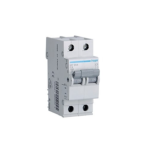 Siguranta automata 2P, 4A, 4.5kA, curba C,2P,  Hager MY204