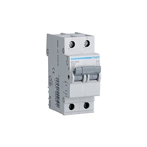 Siguranta automata 2P, 50A, 4.5kA, curba C, Hager MY250