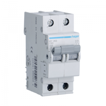 Siguranta automata 2P, 63A, 4.5kA, curba C, Hager MY263
