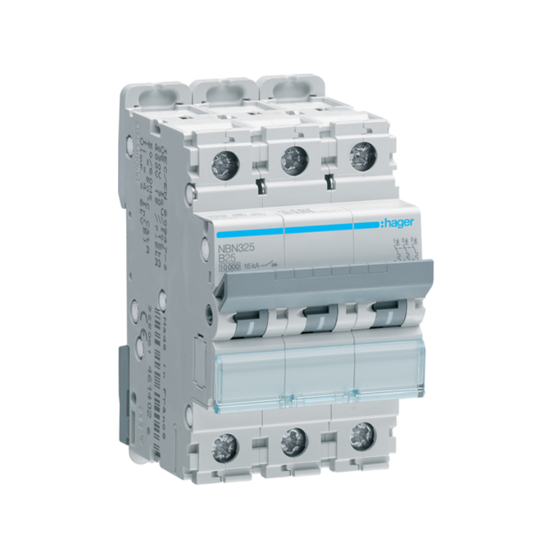 Siguranta automata 3P, 25A, 10kA, curba B, Hager NBN325