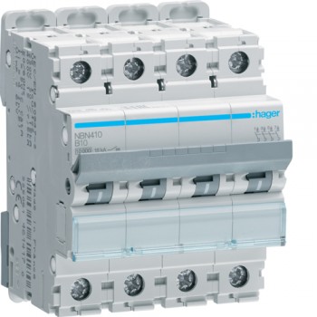 Siguranta automata 4P, 10A, 10kA, curba B, Hager NBN410