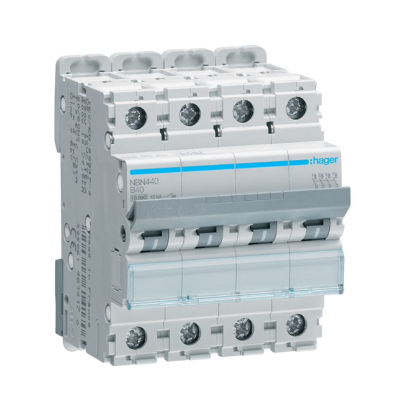 Siguranta automata 4P, 40A, 10kA, curba B, Hager NBN440