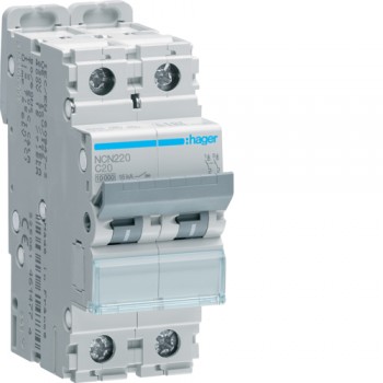 Siguranta automata 2P, 20A, 10kA, curba C, Hager NCN220