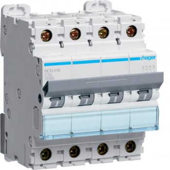 Siguranta automata 4P, 16A, 10kA, curba C, Hager NCN416