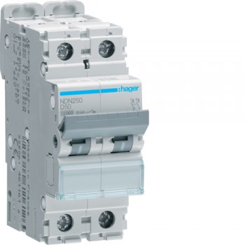 Siguranta automata 2P, 50A, 10kA, curba D, Hager NDN250