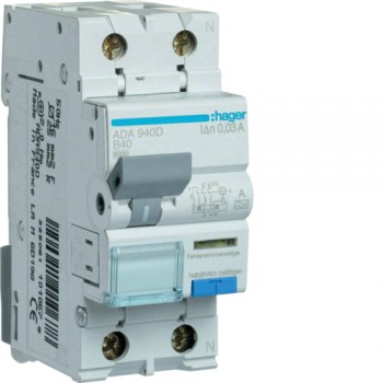 Siguranta automata diferentiala RCBO 1P+N B-40A/30mA tip A ADA940D Hager