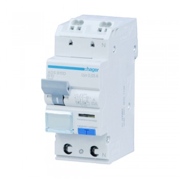 Siguranta automata diferentiala RCBO 1P+N B-10A/30mA tip A ADS910D Hager