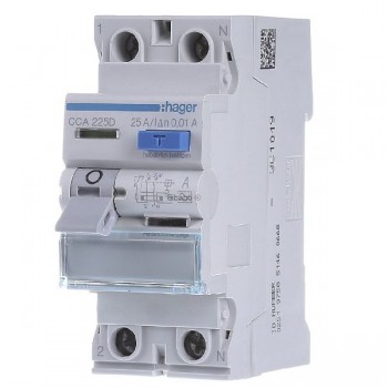 Intrerupator diferențial RCCB 1P+N 25A/10mA 6kA tip A CCA225D Hager