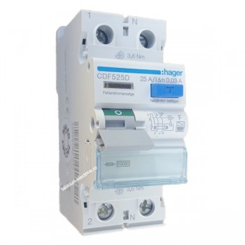 Intrerupator diferential RCCB 1P+N 25A/30mA 10kA Tip F CDF525D Hager