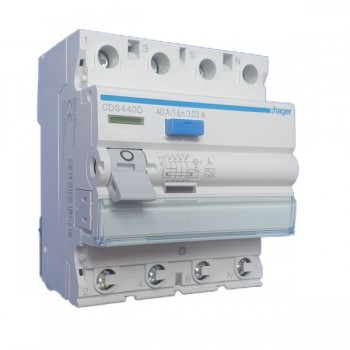 Intrerupator diferential RCCB 4P 40A/30mA, tip A, quick-connect-Hager CDS440D
