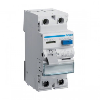 Intrerupator diferențial RCCB 1P+N 63A/300mA 6kA tip A CFA263D Hager