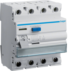 Intrerupator diferential RCCB 4P 40A/500mA, tip A, Hager CGA440D