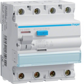 Intrerupator diferential RCCB 4P 40A/300mA 6kA tip A selectiv CPA440D Hager