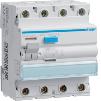 Intrerupator diferential RCCB 4P 63A/300mA 6kA tip A selectiv CPA463D Hager