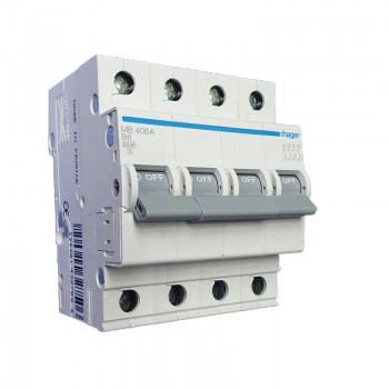 Siguranta automata 4P, 6A, 6kA, curba B, Hager MB406A