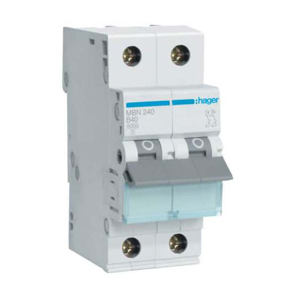 Siguranta automata  2P, 40A, 6kA, curba B, Hager MBN240