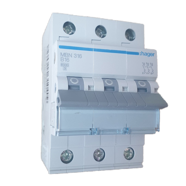 Siguranta automata 3P, 16A, 6kA, curba B, Hager MBN316