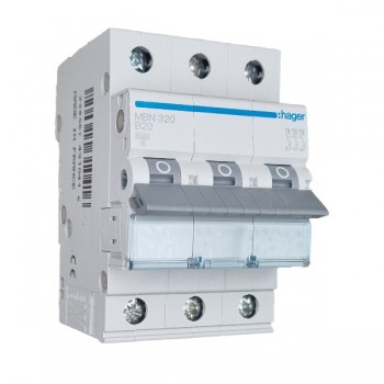 Siguranta automata 3P, 20A, 6kA, curba B, Hager MBN320