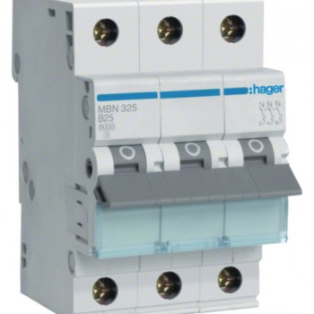 Siguranta automata 3P, 25A, 6kA, curba B, Hager MBN325