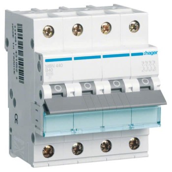 Siguranta automata 4P, 40A, 6kA, curba B, Hager MBN440