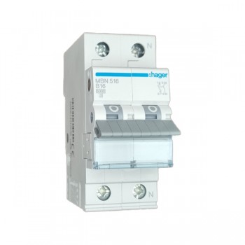 Siguranta automata 1P+N, 2M, 16A, 6kA, curba B, Hager MBN516  