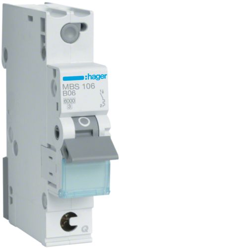 Siguranta automata 1P, 6A, 6kA, curba B, Hager MBS106  quick connect