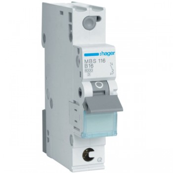 Siguranta automata  1P, 16A, 6kA, curba B, Hager MBS116  quick connect