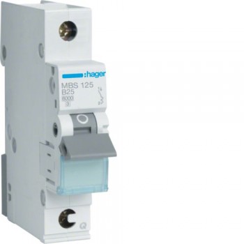 Siguranta automata  1P, 25A, 6kA, curba B, Hager MBS125  quick connect