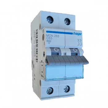 Siguranta automata 2P, 63A, 6kA, curba C, Hager MCN263