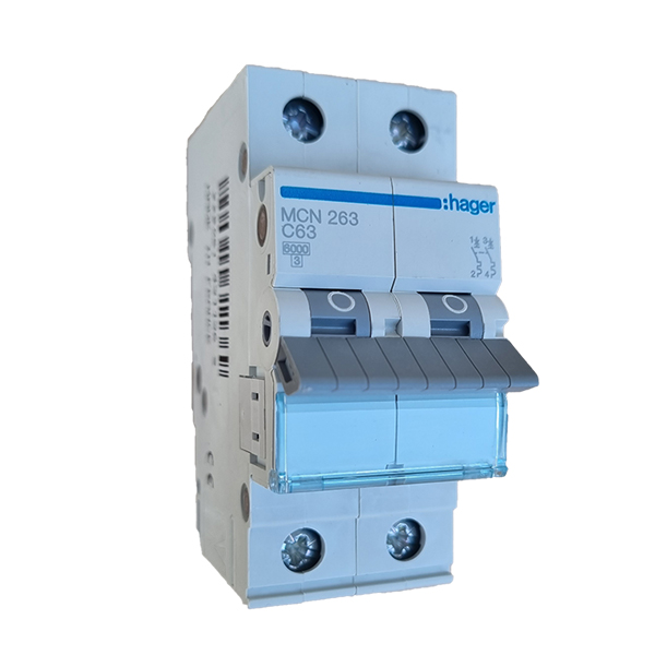 Siguranta automata 2P, 63A, 6kA, curba C, Hager MCN263