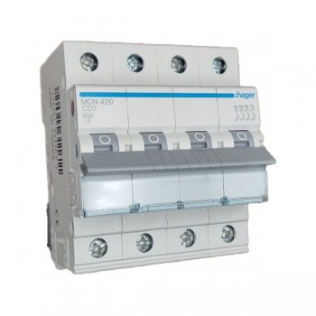 Siguranta automata 4P, 20A, 6kA, curba C, Hager MCN420