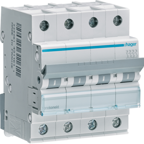 Siguranta automata 4P, 40A, 6kA, curba C, Hager MCN440